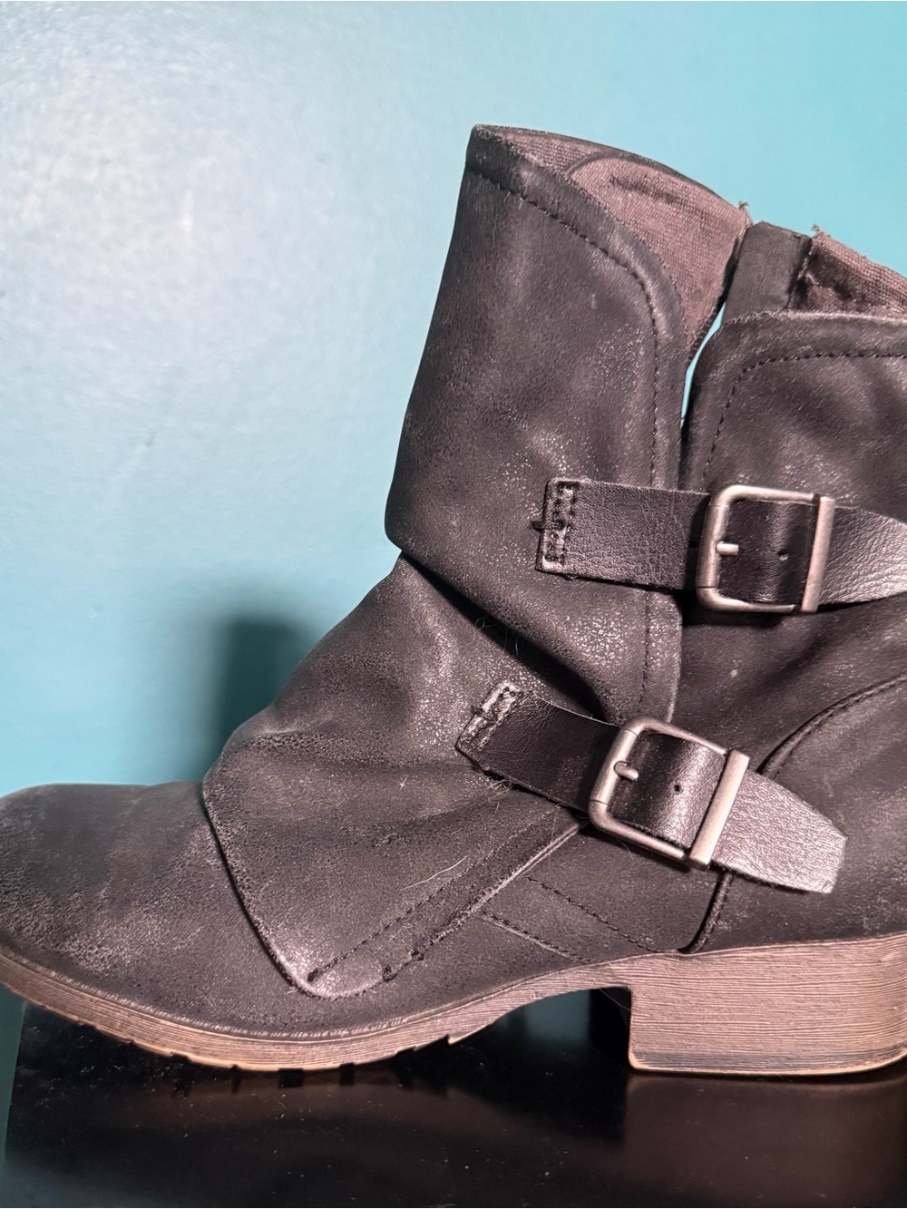 Women's Black Buckle Ankle Boots - Jellypop-Ivey
